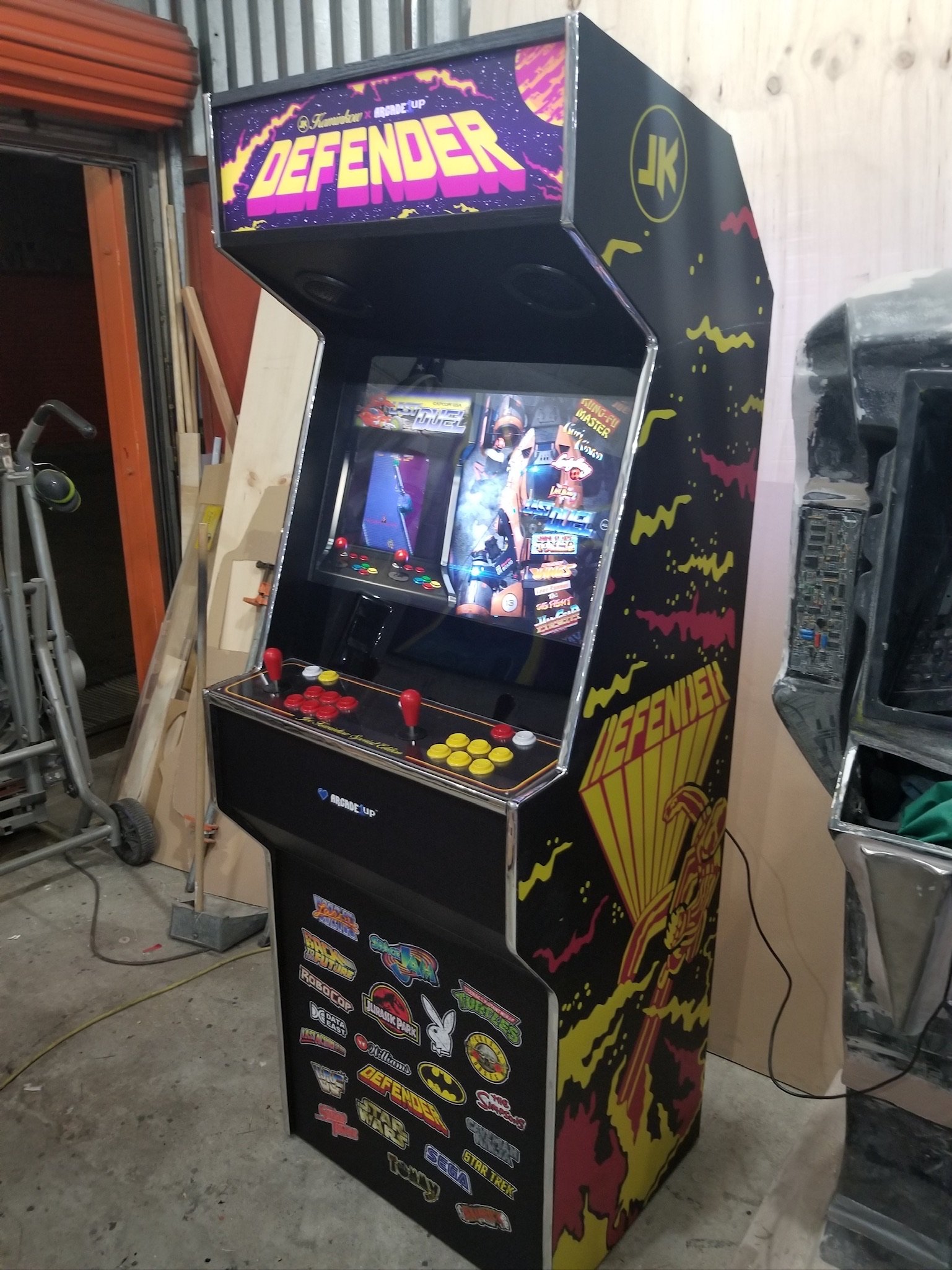 Arcade cabinet under construction in the workshop